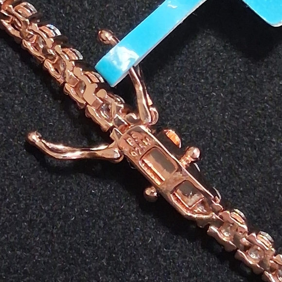 Rose Gold Over 925 SS Moissanite Diamond Tennis Bracelet - Picture 4 of 7